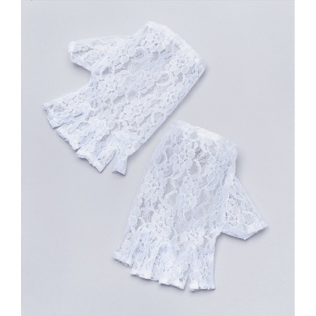 White short lace gloves for adults
