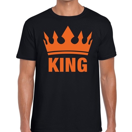 Zwart King en kroon t-shirt voor heren