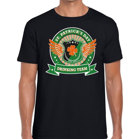 Zwart St. Patricks day drinking team t-shirt heren